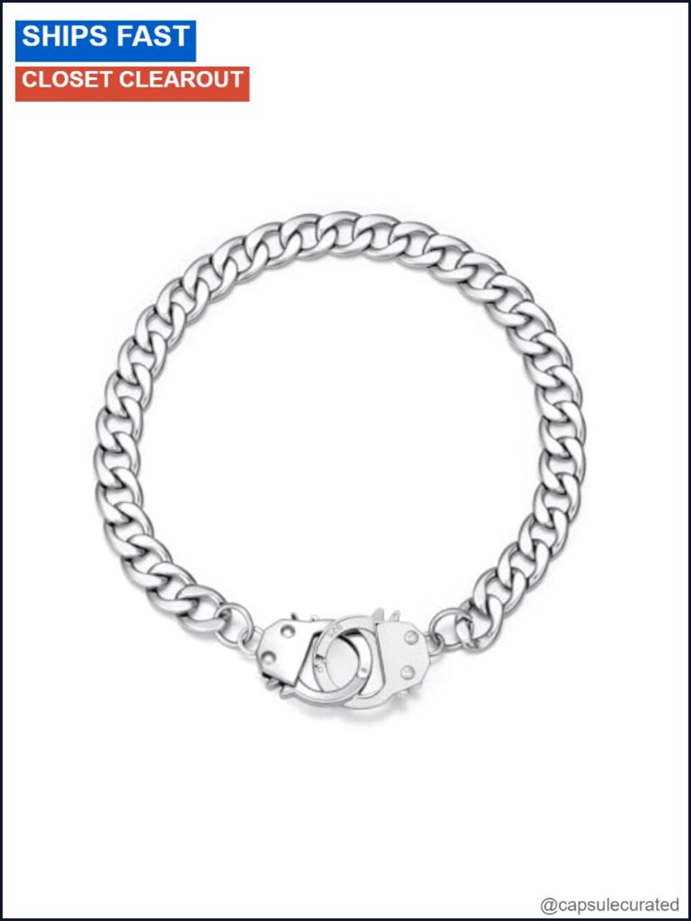 925 Sterling Silver Handcuff Bracelet Men Women Stainless Steel Cuban Link